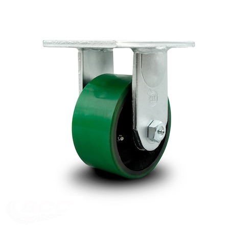 Service Caster 6 Inch Extra Heavy Duty Green Poly on Cast Iron Wheel Rigid Top Plate Caster SCC-KP92R630-PUR-GB